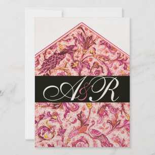 ELEGANT ANTIK FLORENTINSK ROSA BLOMMONOGRAM INBJUDNINGAR