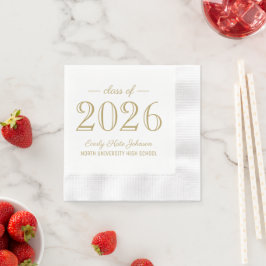 Elegant Antik Guld Klass 2026 Examen Pappersservett