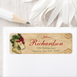 Elegant Antik Jul Returadress i Victorian stil Etikett