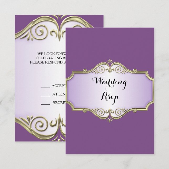 Elegant Antik Satin Bröllops RSVP Inbjudningar (Fram/baksida)