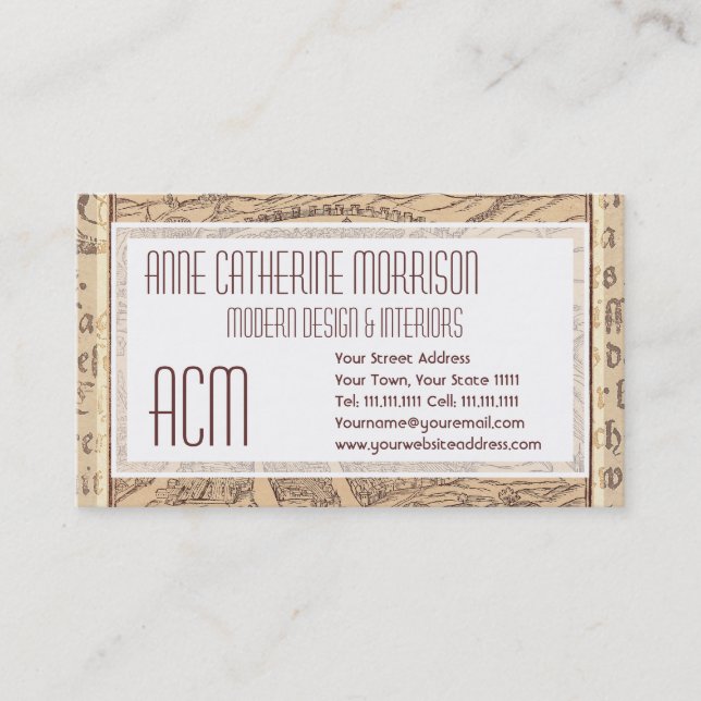Elegant antik spanjorkarta Sevilla Spanien Visitkort (Framsida)