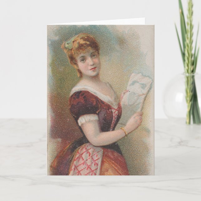 Elegant antika valentineillustration, 1890 kort (Framsida)
