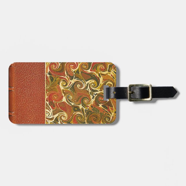 Elegant Antique Bok, Ornate Swirl Mönster Bagagebricka (Horisontell Framsida)