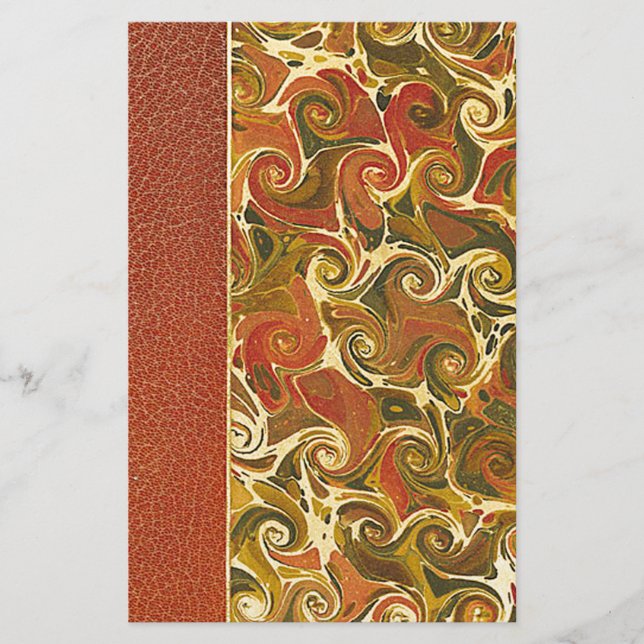 Elegant Antique Bok, Ornate Swirl Mönster Brevpapper (Framsida)
