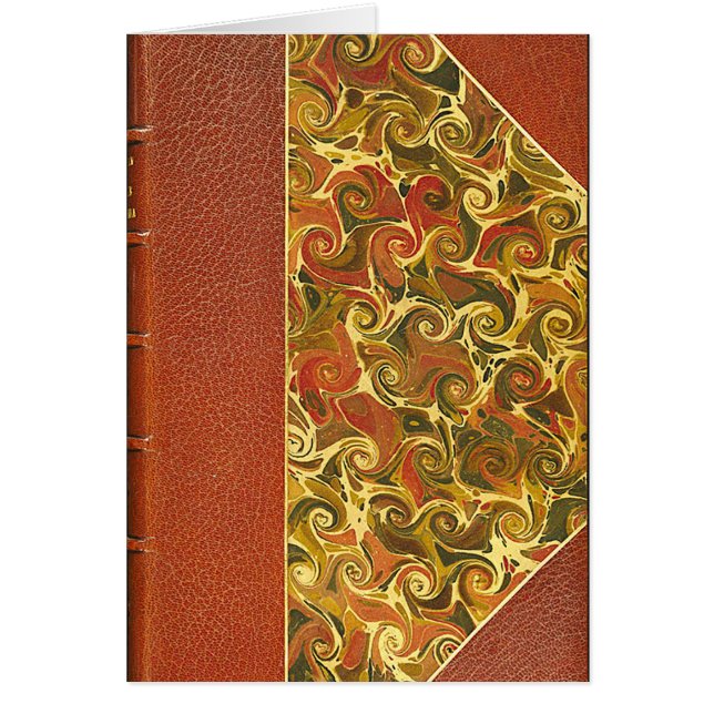 Elegant Antique Bok, Ornate Swirl Mönster Hälsningskort (Framsidan)