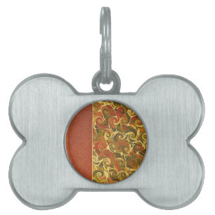 Elegant Antique Bok, Ornate Swirl Mönster ID-bricka Husdjur