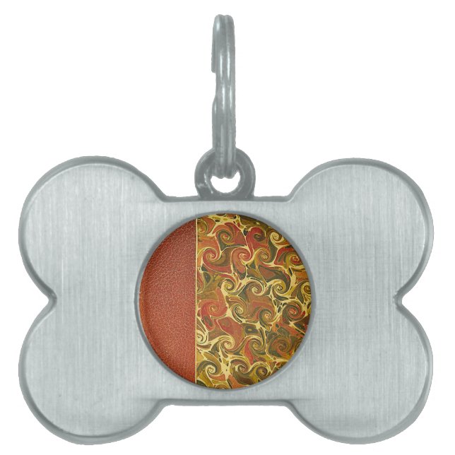 Elegant Antique Bok, Ornate Swirl Mönster ID-bricka Husdjur (Framsidan)