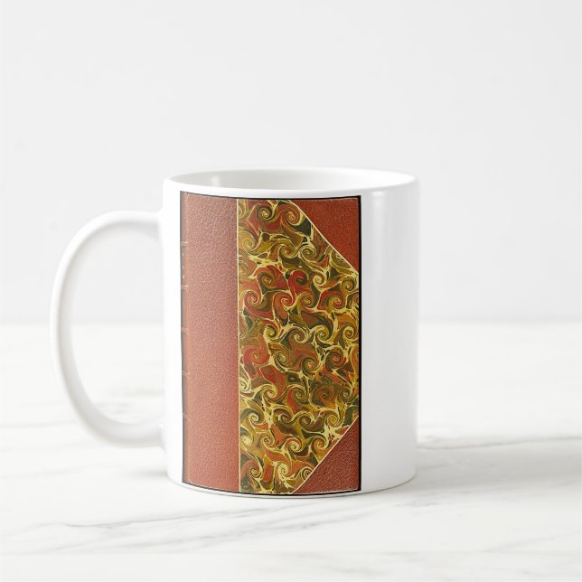 Elegant Antique Bok, Ornate Swirl Mönster Kaffemugg (Vänster)