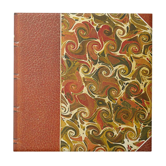 Elegant Antique Bok, Ornate Swirl Mönster Kakelplatta (Framsidan)