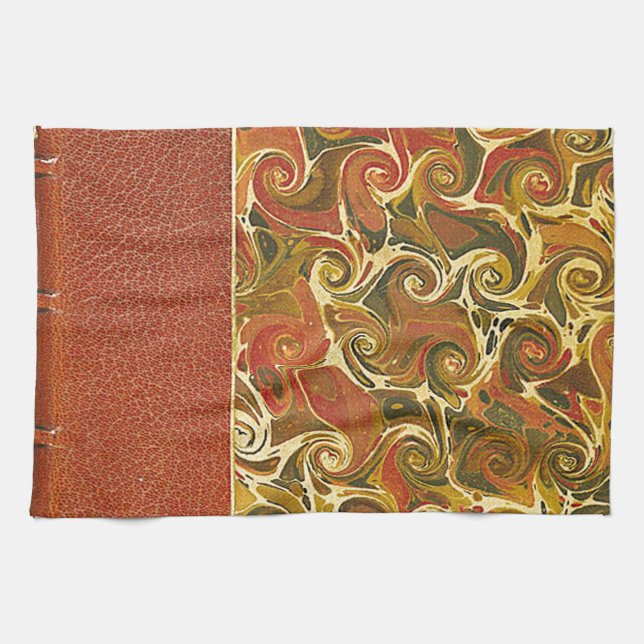 Elegant Antique Bok, Ornate Swirl Mönster Kökshandduk (Horisontell)