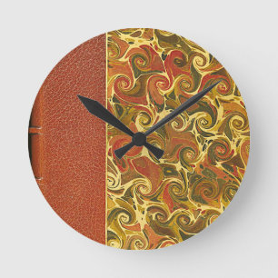 Elegant Antique Bok, Ornate Swirl Mönster Rund Klocka