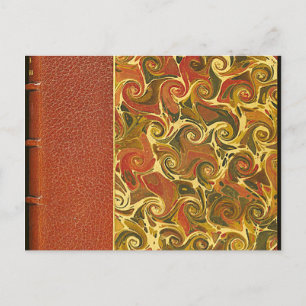Elegant Antique Bok, Ornate Swirl Mönster Vykort