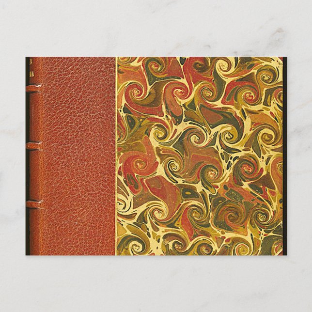 Elegant Antique Bok, Ornate Swirl Mönster Vykort (Framsida)