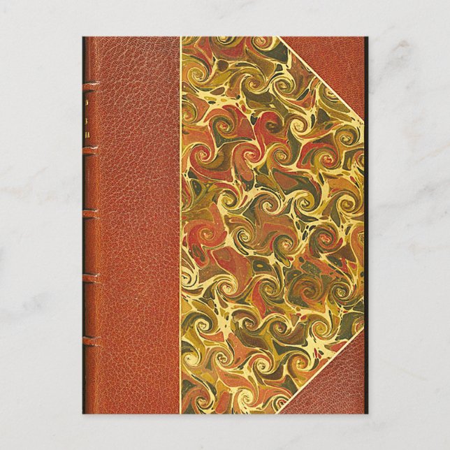 Elegant Antique Bok, Ornate Swirl Mönster Vykort (Framsida)