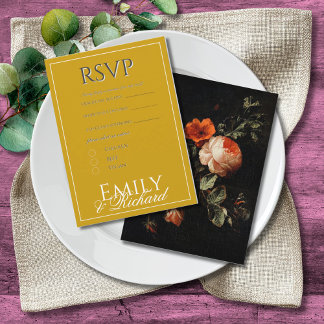 Elegant Antique Floral Wedding RSVP Meal Choices Tilläggskort