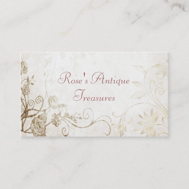 Elegant Antique Guld Flower Shop Visitkort (Framsida)