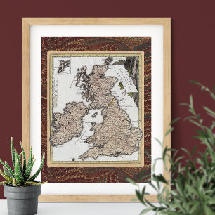 Elegant Antique Karta i Underbara Storbritannien o Poster