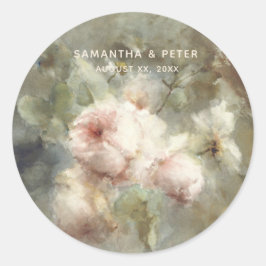 Elegant Antique Ro Bröllop Runt Klistermärke