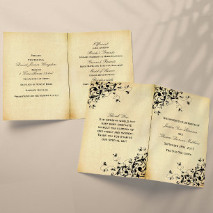 Elegant Antique Swirls Bröllop Bi-Fold Program