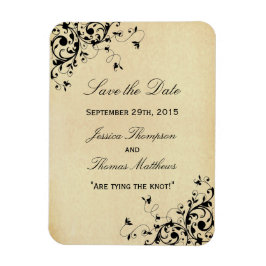 Elegant Antique Swirls Bröllop spara datum Magnet
