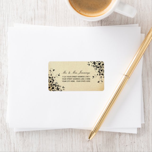 Elegant Antique Swirls-Bröllopsetiketter Adressetikett (Insitu)