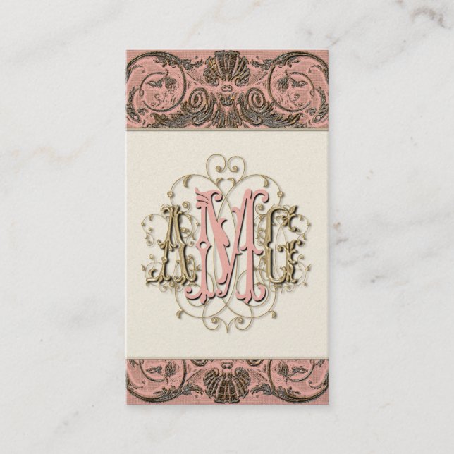 Elegant Antiqued guld- barocka Monogrammed kort (Framsida)