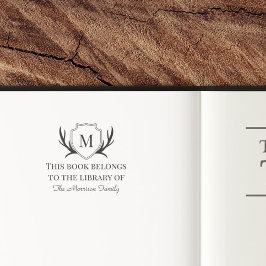 Elegant Antler Shield Monogram Bok Tillhör till Självfärgande Stämpel