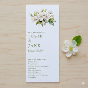 Elegant Apple Blommar minimalist Botanical bröllop Program
