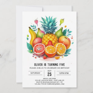 Elegant Äpple Vitaktig frukt födelsedag Inbjudningar