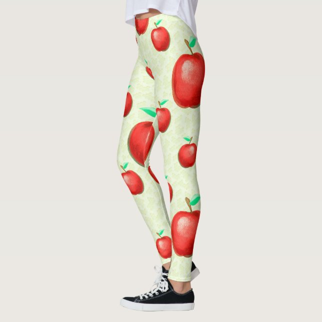 Elegant Apples Mönster Honeycomb Background | Leggings (Vänster)