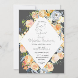 Elegant Apricot Blommigt  Möhippa Inbjudningar