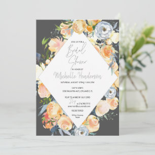 Elegant Apricot Blommigt Möhippa Inbjudningar