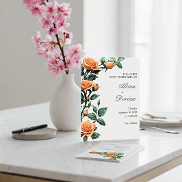 Elegant Apricot Orange Rose Floral Wedding Inbjudningar