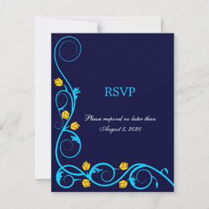 Elegant Aqua Blå och Gula Virvlar RSVP-kort Inbjudningar