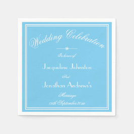 Elegant Aqua Blå & Vit Script Papper Bröllop Pappersservett
