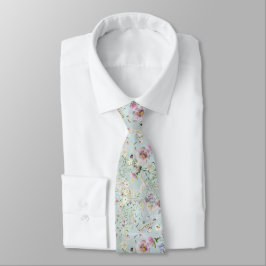 Elegant Aqua Blommigt Bröllop Necktie Slips