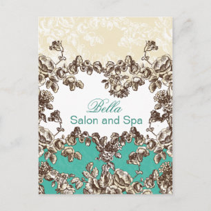 elegant aqua blomstrar Tack-kort Vykort