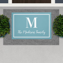 Elegant Aqua Blue Anpassningsbar Monogram Initial