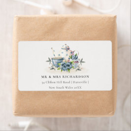 Elegant Aqua Blue blommigt Tekanna Kopp Cakes Adre Fraktsedel