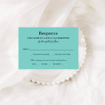 Elegant Aqua Blue Bröllop OSA Kort<br><div class="desc">Svarskort från bröllop har en chic som är utformad för stil. Anpassa OSA kort med ditt svarstid,  svarstext och alternativ för planerade middagar för gästerna. Aqua/robins äggblått,  svart och vitt färg.</div>