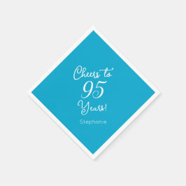 Elegant Aqua Blue Cheers till 95 år 95:e födelseda Pappersservett