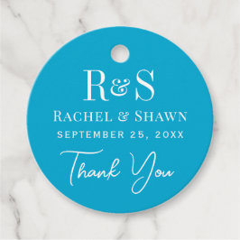 Elegant Aqua Blue Chic Modern Monogram Bröllop Gåvor Etiketter