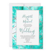 Elegant Aqua Blue Geometric Formal Bröllop