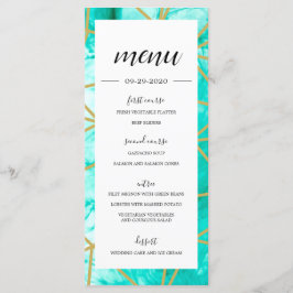 Elegant Aqua Blue Geometric Guld Menu Meny
