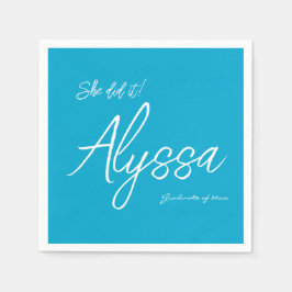 Elegant Aqua Blue Graduation Party She did it Pappersservett