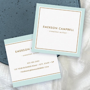 Elegant aqua blue gräns minimal professionell fyrkantigt visitkort