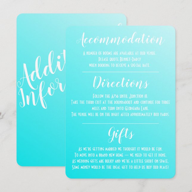 Elegant Aqua Blue-kuvert Inbjudningar (Fram/baksida)