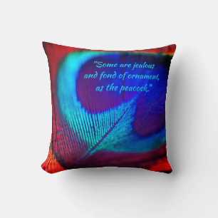 Elegant Aqua Blue och bohemian Peacock Feather Kudde
