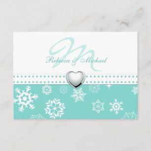 Elegant Aqua Blue och Snöflingor Bröllop OSA Kort