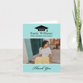 Elegant Aqua Blue Personlig Studenten Photo Tack Kort